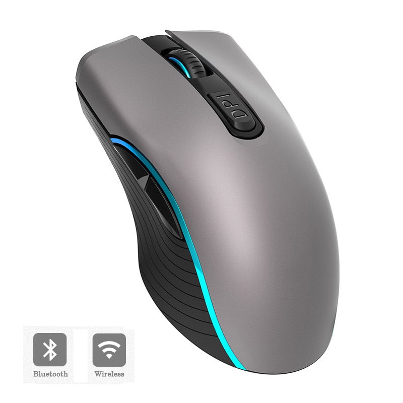 2.4G Wireless+Bluetooth Mouse Rechargeable 2400DPI Professional Gaming Mouse For Macbook Lenovo 7 LED light Gamer Computer Mouse