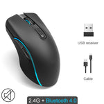 2.4G Wireless+Bluetooth Mouse Rechargeable 2400DPI Professional Gaming Mouse For Macbook Lenovo 7 LED light Gamer Computer Mouse