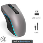 2.4G Wireless+Bluetooth Mouse Rechargeable 2400DPI Professional Gaming Mouse For Macbook Lenovo 7 LED light Gamer Computer Mouse